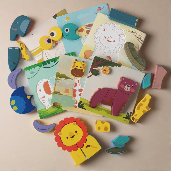 Open Ended Toddler's First 6 In 1 Puzzle - Animals-Puzzles-Open Ended-Toycra