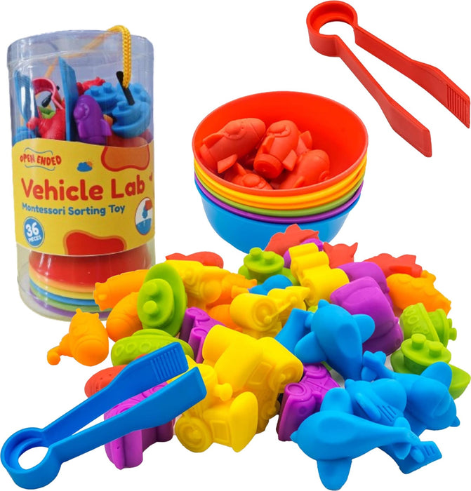 Open Ended Vehicle Lab Montessori Sorting Toy (44 Pcs)-Learning & Education-Open Ended-Toycra