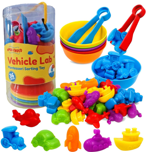 Open Ended Vehicle Lab Montessori Sorting Toy (44 Pcs)-Learning & Education-Open Ended-Toycra