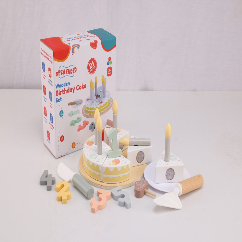 Open Ended Wooden Birthday Cake Set -21 Pieces