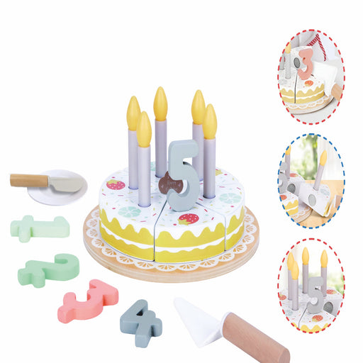 Open Ended Wooden Birthday Cake Set-Pretend Play-Open Ended-Toycra