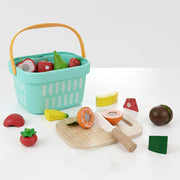 Open Ended Wooden Cutting Fruits Basket Set