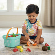 Open Ended Wooden Cutting Fruits Basket Set