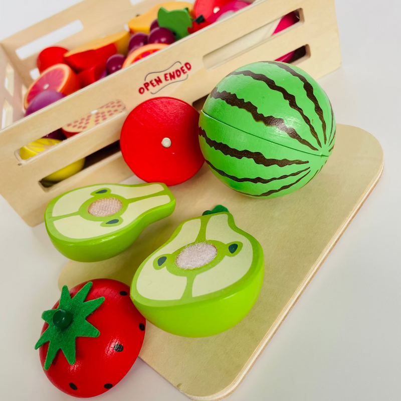 Open Ended Wooden Cutting Set 2- Fruits & Veggies (7 pcs set)