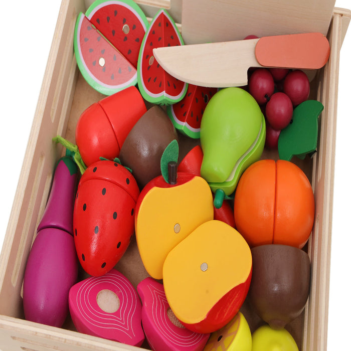 Open Ended Wooden Cutting Set - Fruits & Veggies-Pretend Play-Open Ended-Toycra