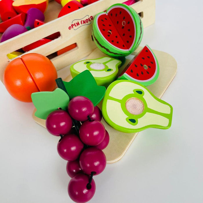 Open Ended Wooden Cutting Set - Fruits & Veggies-Pretend Play-Open Ended-Toycra