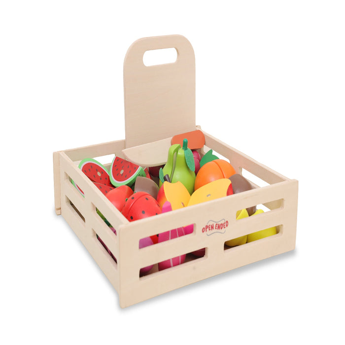 Open Ended Wooden Cutting Set - Fruits & Veggies-Pretend Play-Open Ended-Toycra