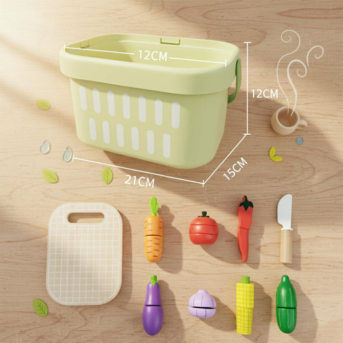 Open Ended Wooden Cutting Vegetables Basket Set-Pretend Play-Open Ended-Toycra