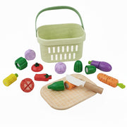 Open Ended Wooden Cutting Vegetables Basket Set