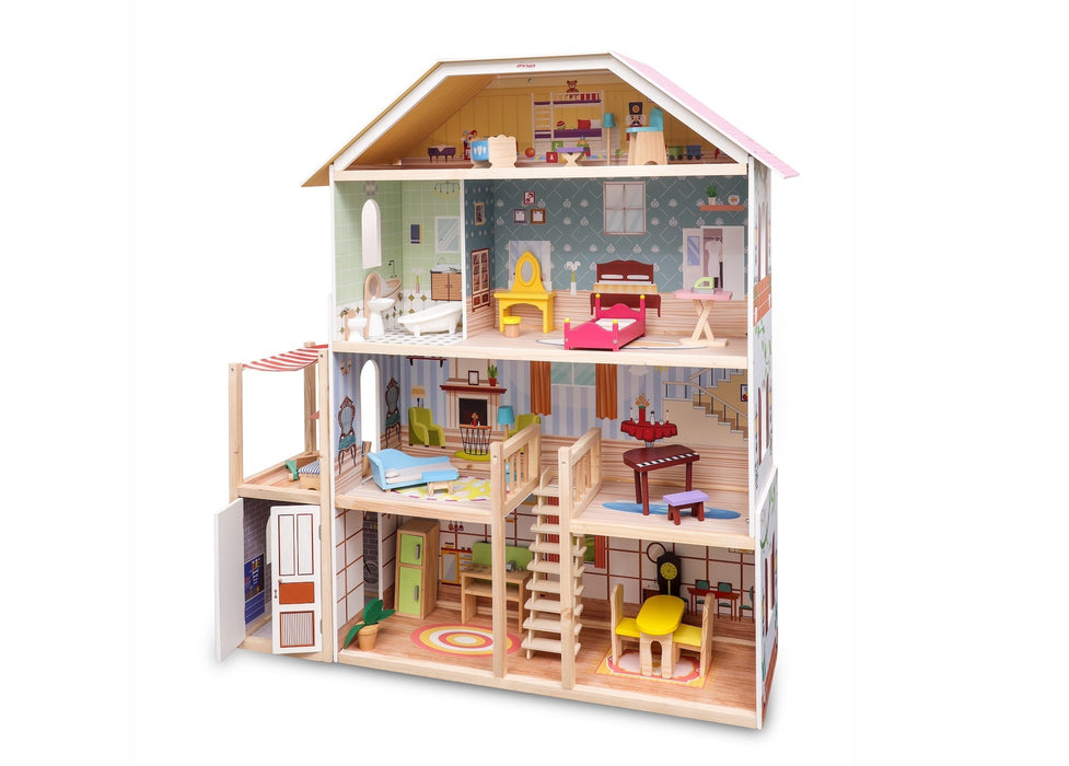 Open Ended Wooden Doll House - Grand Mansion-Pretend Play-Open Ended-Toycra