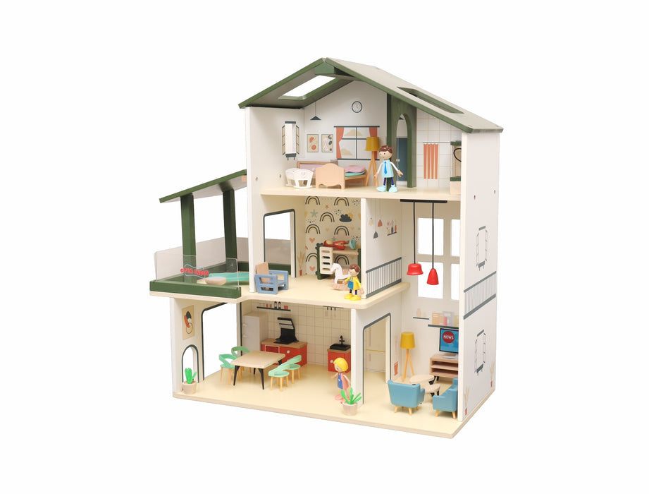 Open Ended Wooden Dollhouse Modern Villa (31 pcs furniture