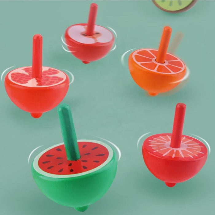 Open Ended Wooden Fruit Themed Tops ( Set Of 6)-Motor Skills-Open Ended-Toycra