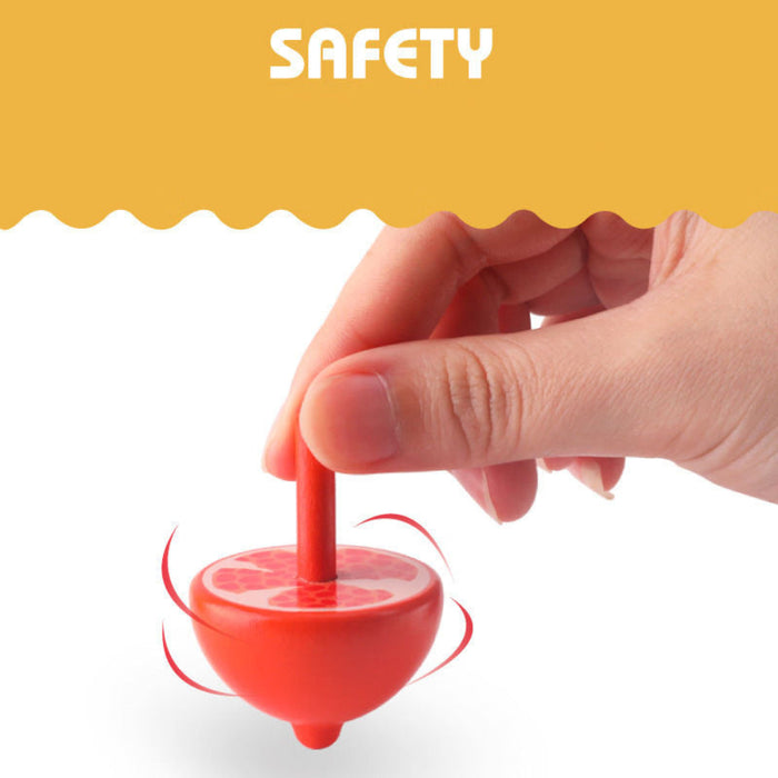 Open Ended Wooden Fruit Themed Tops ( Set Of 6)-Motor Skills-Open Ended-Toycra