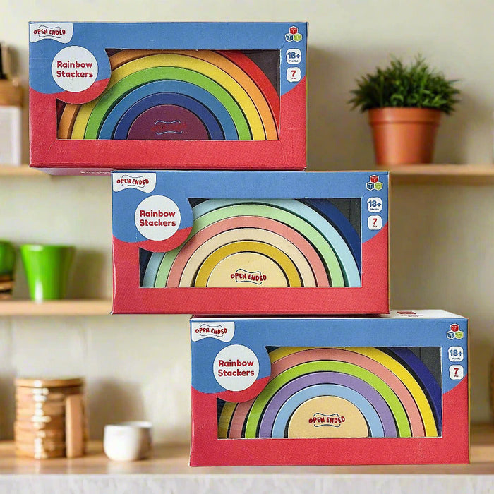 Open Ended Wooden Rainbow Stacker 7 Piece-Preschool Toys-Open Ended-Toycra