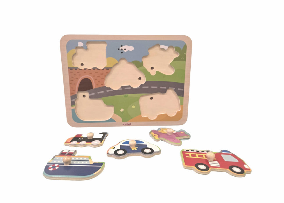 Open Ended Wooden Sound Puzzle - Vehicle-Puzzles-Open Ended-Toycra