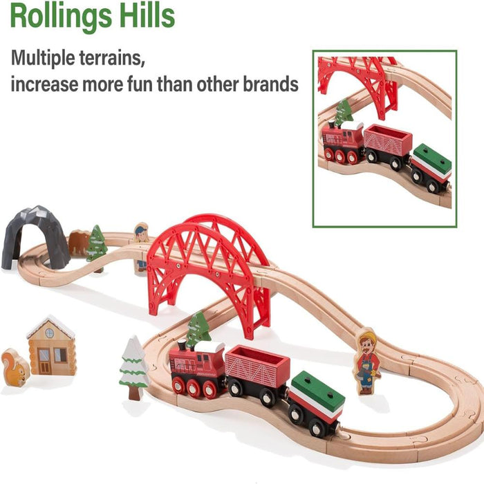 Open Ended Wooden Wild Forest Train Set-36pc (Non Motorised train)-Vehicles-Open Ended-Toycra