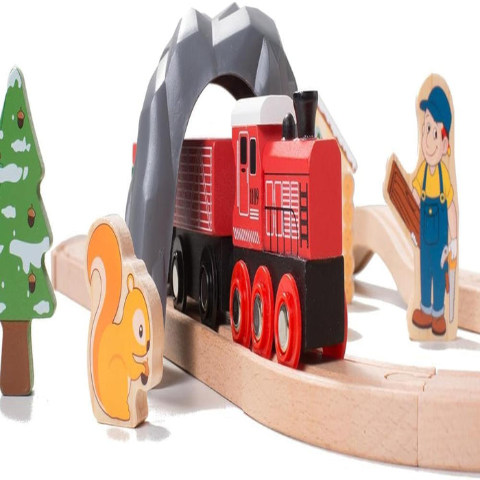 Open Ended Wooden Wild Forest Train Set-36pc (Non Motorised train)-Vehicles-Open Ended-Toycra