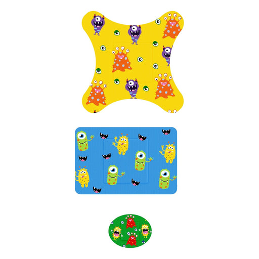 Ouchie New Monster Party! Flex-Fabric Bandages Box (48 Assorted Size)-Bandeges-OUCHIE-Toycra