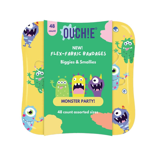 Ouchie New Monster Party! Flex-Fabric Bandages Box (48 Assorted Size)-Bandeges-OUCHIE-Toycra