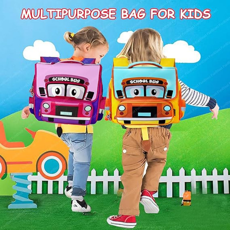 PLJ School Bus Theme School Bags for Kids