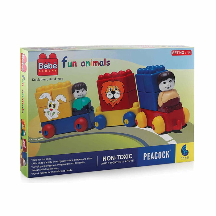 Peacock Fun Animals Bebe Blocks Set (17 Pieces)-Construction-Peacock-Toycra