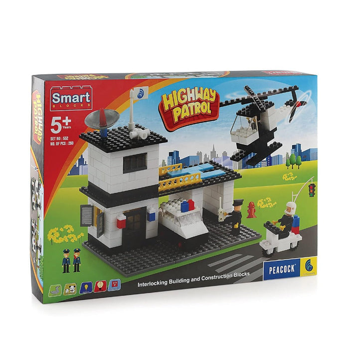 Peacock Highway Patrol Smart Blocks Set (260 Pieces)-Construction-Peacock-Toycra