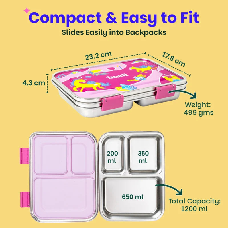Basil Bento Neo 3 Section Lunch Box-1200ML
