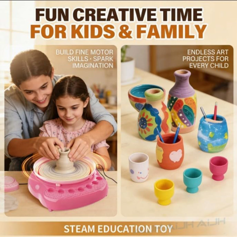 Play Craft Pottery Time Kids DIY Clay Wheel Kit