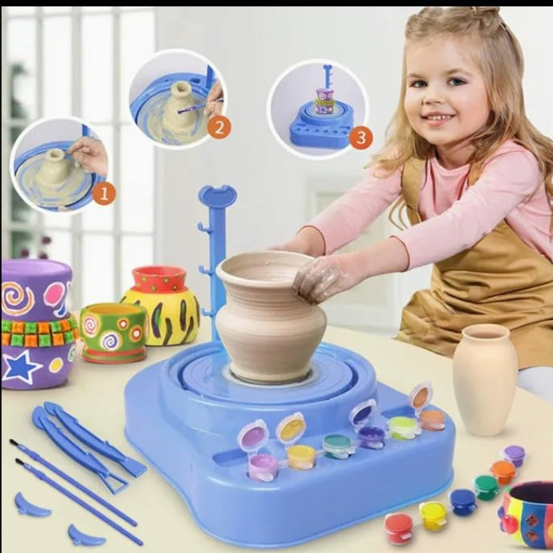 Play Craft Pottery Time Kids DIY Clay Wheel Kit