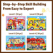 Play Panda 4 in a Box Vehicles Puzzle