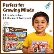 Play Panda 4 in a Box Vehicles Puzzle