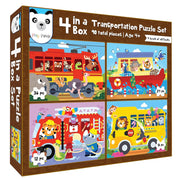 Play Panda 4 in a Box Vehicles Puzzle