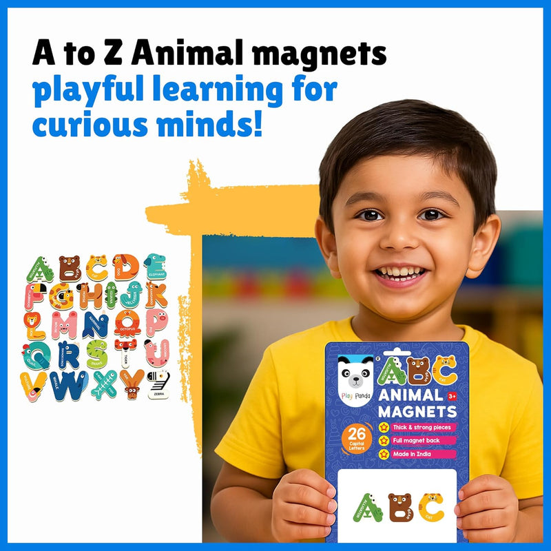 Play Panda ABC Animal Magnetic Capital Letters for Kids-26 Uppercase, Fridge Magnet, Learning Educational Toy