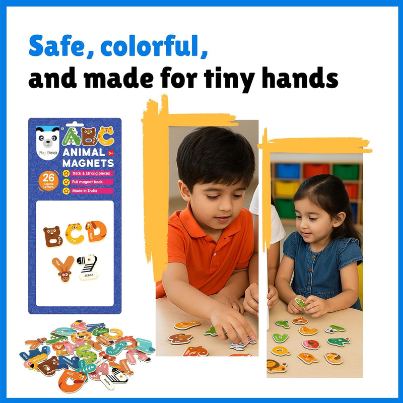 Play Panda ABC Animal Magnetic Capital Letters for Kids-26 Uppercase, Fridge Magnet, Learning Educational Toy