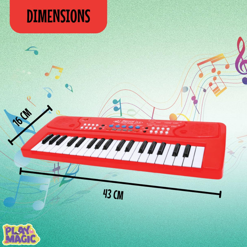 PlayMagic Kids Keyboard with 37 Keys-Red