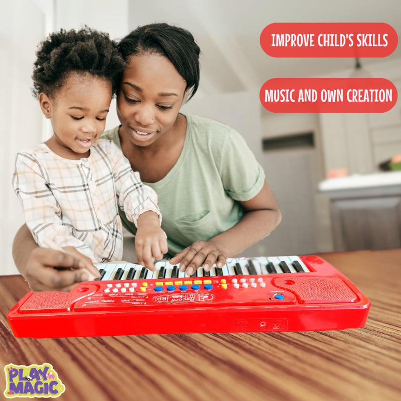 PlayMagic Kids Keyboard with 37 Keys-Red