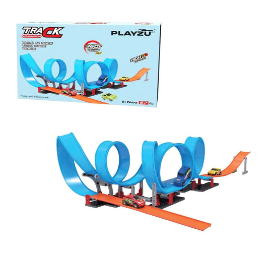 Playzu Pull Back Track Set- 5-Vehicles-Playzu-Toycra