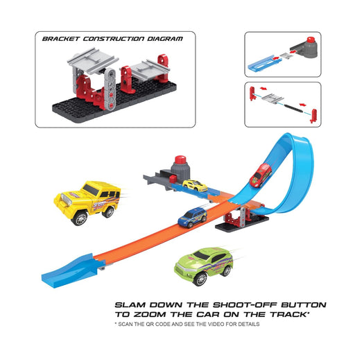 Playzu Shoot Off Launcher Single Twist Track Set - 21 Pcs-Vehicles-Playzu-Toycra