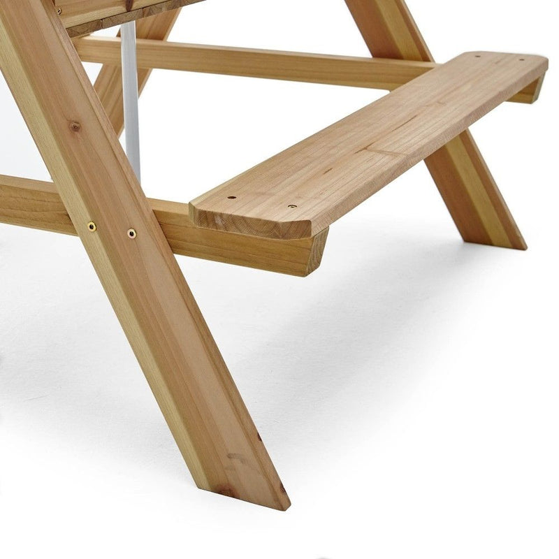 Plum Rectangular Picnic Table With Parasol - Natural