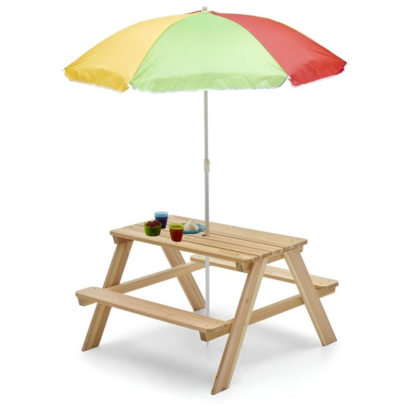 Plum Rectangular Picnic Table With Parasol - Natural