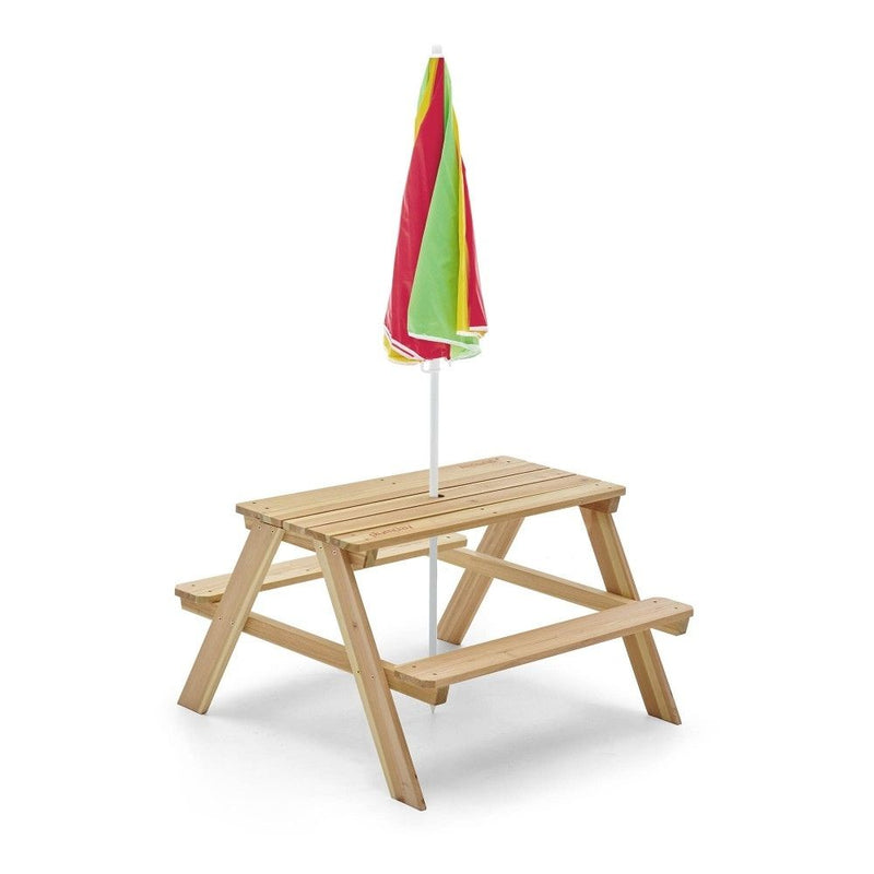 Plum Rectangular Picnic Table With Parasol - Natural