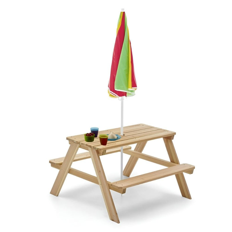 Plum Rectangular Picnic Table With Parasol - Natural