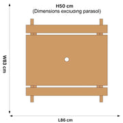 Plum Rectangular Picnic Table With Parasol - Natural