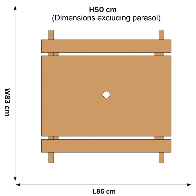 Plum Rectangular Picnic Table With Parasol - Natural