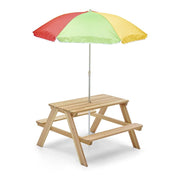 Plum Rectangular Picnic Table With Parasol - Natural