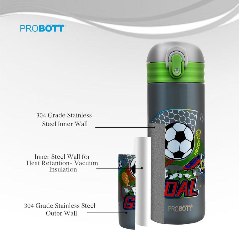 Probott Dazzle Double Walled Vacuum Flask Bottle For Kids - (400Ml)