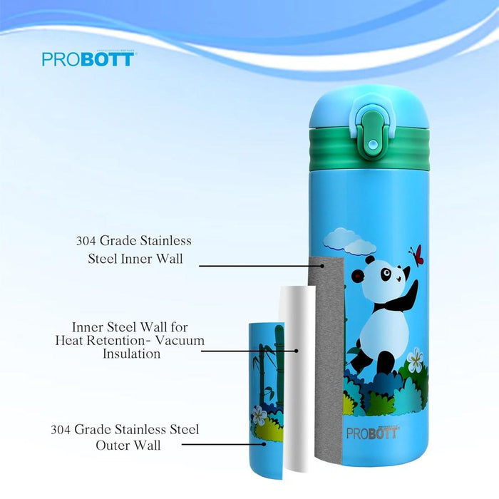 Probott Dazzle Double Walled Vacuum Flask Bottle For Kids - (400Ml)-LunchBox & Water Bottles-Probott-Toycra