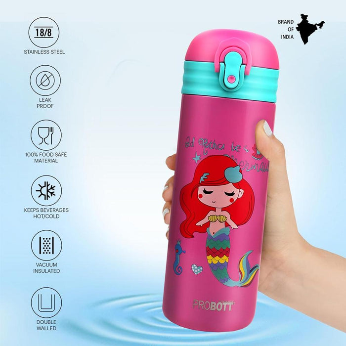 Probott Dazzle Double Walled Vacuum Flask Bottle For Kids - (400Ml)-LunchBox & Water Bottles-Probott-Toycra