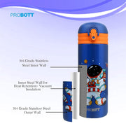 Probott Dazzle Double Walled Vacuum Flask Bottle For Kids - (400Ml)