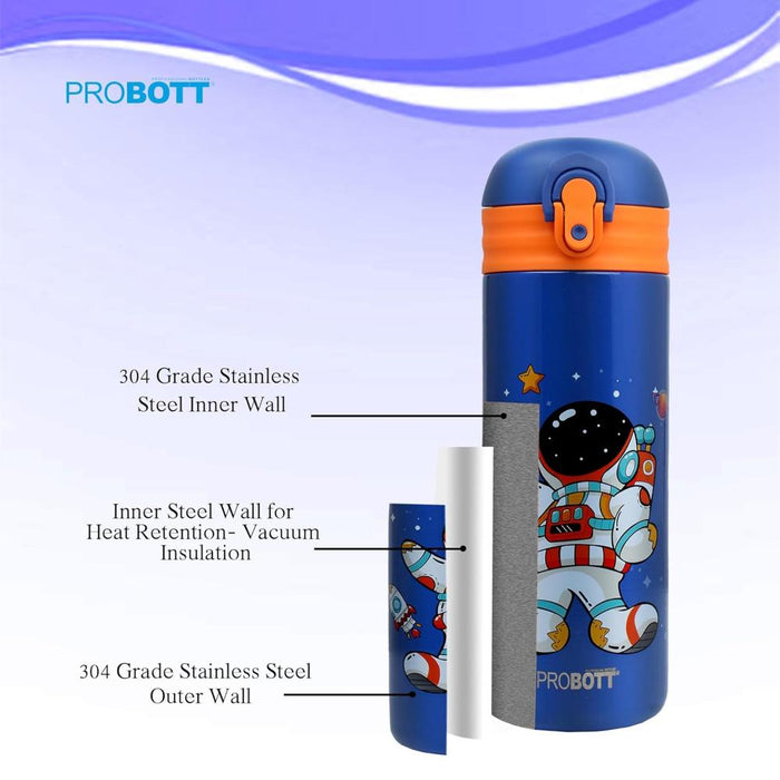 Probott Dazzle Double Walled Vacuum Flask Bottle For Kids - (400Ml)-LunchBox & Water Bottles-Probott-Toycra